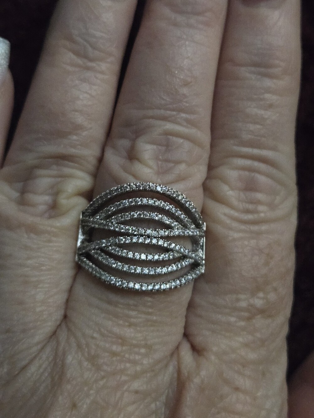 Pave Openwork Steeling Silver Statement Ring